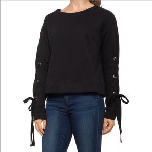 🆕 BASELINE ATHLETICS French Terry Crop Black Sweater Lace-up